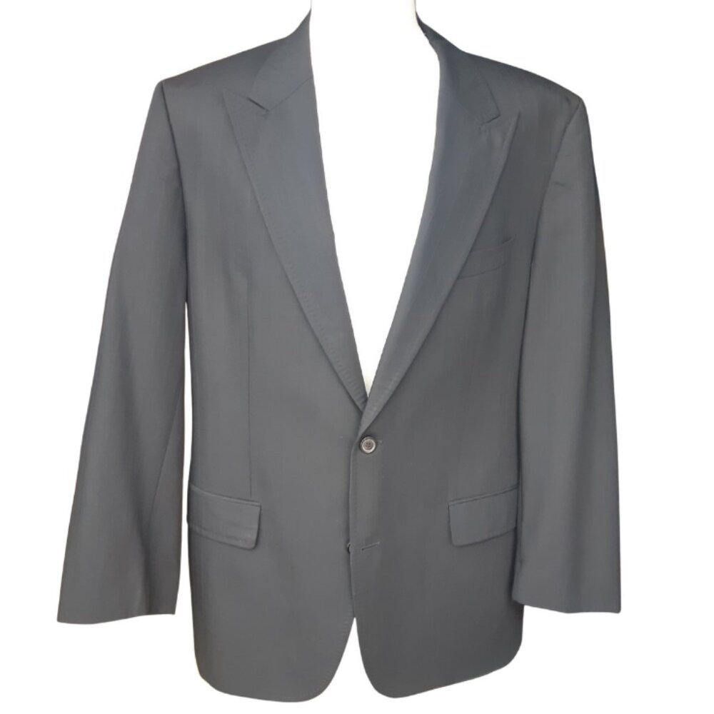 Hugo Boss SZ 42 Black Wing Tipped Men's Wool 2 Button Blazer Jacket